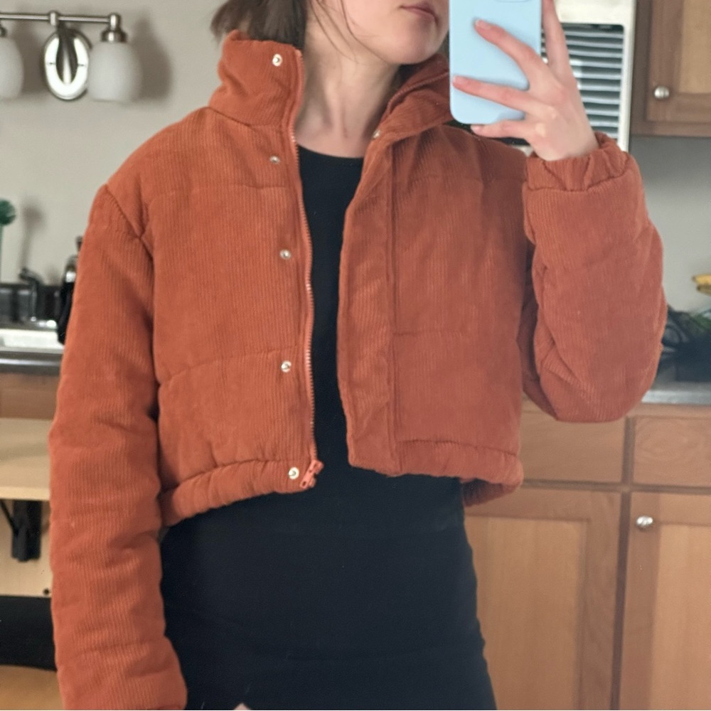cropped corduroy puffy jacket